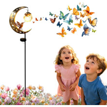 (1 bird, -) Hummingbird Moon Solar Garden Stake Light, 2 cat Waterproof