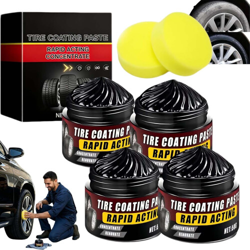 (4pcs, -) 2pcs Premium Tire Coating Paste, Ceramic Rubber Shine Restorer