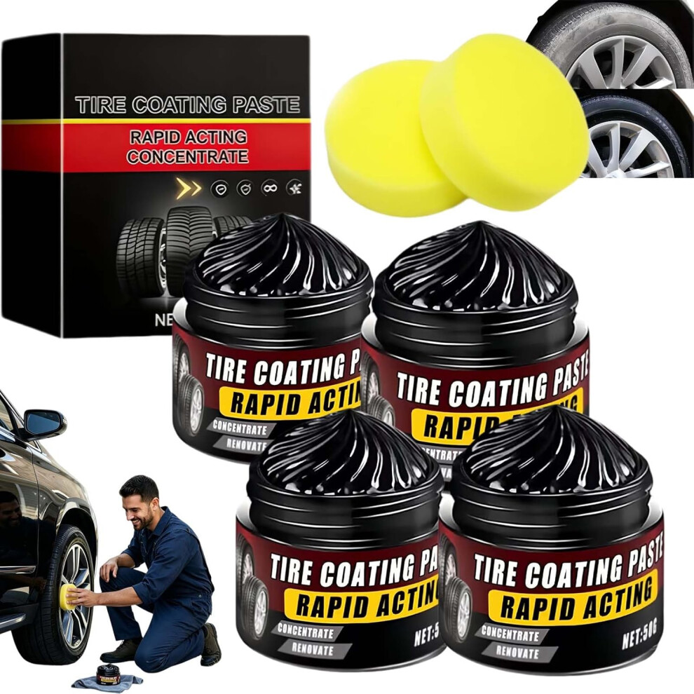 (4Pcs, -) 2Pcs Premium Tire Coating Paste, Ceramic Rubber Shine Restorer Black 5437706650935