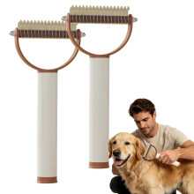 (2brown, -) 2 Pcs Double Sided Dematting Comb, Pet Grooming Tool 2mix