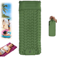 (Green 1, -) 2 saltele de camping autogonflabile verzi, spumă cu memorie groasă