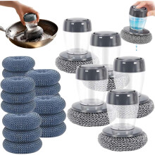 (5 Handle, 15brush Heads, -) Soap Dispensing Dish Brush, 3 Handle 12Brush Heads Kitchen