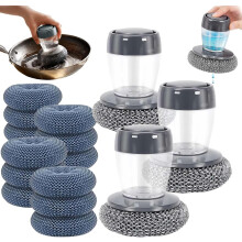 (3 Handle, 12brush Heads, -) Soap Dispensing Dish Brush, 3 Handle 12Brush Heads Kitchen