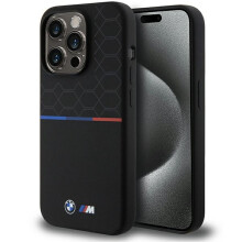 Coque MagSafe en silicone noir à motif BMW pour iPhone 15 Pro