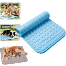 (bule 2XL: Up to 100 lbs, -) 2026 Hunde Kühlmatte, Eisseide, Selbstkühlend, Waschbar, Faltbar, Extra Groß, Blau, XL, Haustier, Sommer, Kühlung