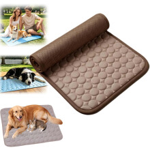 (brown XL: Up to 60 lbs, -) 2026 Hunde Kühlmatte, Eisseide, Selbstkühlend, Waschbar, Faltbar, Extra Groß, Blau, XL, Haustier, Sommer, Kühlung