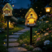 (1pc E, -) 2026 Solar Fairy Garden Mushroom House Light, 6mix