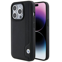 iPhone 15 Pro Max BMW Lederhülle, Marineblau mit Punkten