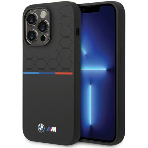 BMW iPhone 15 Pro Silikonhülle mit BMW-Muster, Schwarz