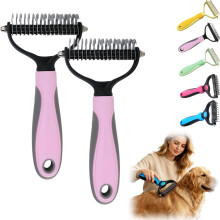 (2pink, -) 3mix Pet Grooming Double-Sided Brush, Deshedding Tool