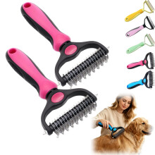 (2 red, -) 3mix Pet Grooming Double-Sided Brush, Deshedding Tool