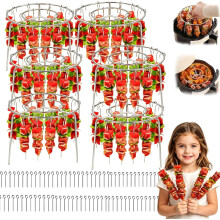 (6set, -) 4set stojanů na špízy z nerezové oceli do fritézy, vertikální stojan na kebab