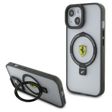 Funda transparente con soporte de anillo Ferrari para iPhone 15 Plus y MagSafe