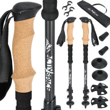 Bastones de trekking ajustables negros - Carbono