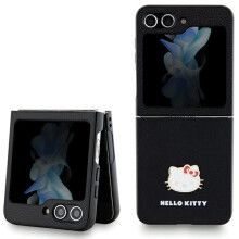 Samsung Galaxy Z Flip5 tok Hello Kitty fém logóval, fekete