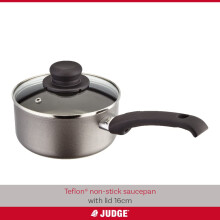 Judge Everyday 16cm NonStick Saucepan 12L with Vented Glass Lid and Stay Co