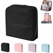 (Black, -) Bolsa de maquillaje de cuero, negra