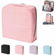 (Pink, -) Bolsa de maquillaje de cuero, negra
