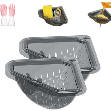 (2pcs, -) 2pcs Magnetic Triangle Sink Strainer, Corner Drying Rack