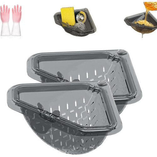 (2pcs, -) 2pcs Magnetic Triangle Sink Strainer, Corner Drying Rack