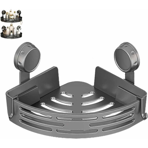 (Single layer, -) Triangle Suction Cup Shower Caddy, No-Drill Corner Shelf Double