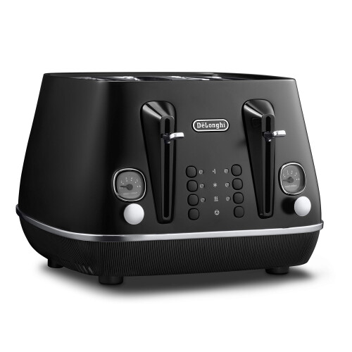 De'Longhi De'Longhi Distinta X CTIN4003.BK Designer 4 Slice Toaster, Variable Browning Control, Reheat/Defrost/Bagel Function -Black 1