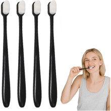 (Black, -) 2025 Extra Soft Micro Fur -hammasharja, manuaalinen, erittäin pehmeä, valkoinen