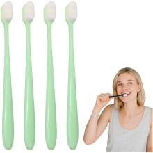 (Green, -) 2025 Extra Soft Micro Fur -hammasharja, manuaalinen, erittäin pehmeä, valkoinen