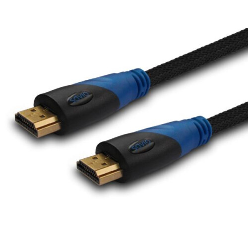 Savio CL-48 HDMI-kabel 2m, nylonflettet, guldender