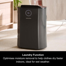 Morphy Richards PureFresh 12L/Day Dehumidifier, 24m2, Laundry Mode, Extra Long 2m Cord, HEPA Carbon Filter, Low Noise, Premium Air Flow, Touch Control