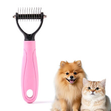 (Pink, Medium) 2026 Double Sided Dematting Comb, Undercoat Rake Blue Medium
