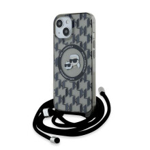 Funda Karl Lagerfeld MagSafe para iPhone 15, color negro.