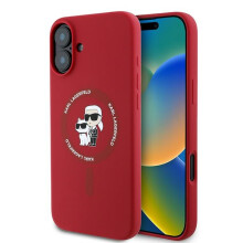Silikonski ovitek Karl Lagerfeld MagSafe rdeče barve za iPhone 16 Plus