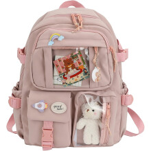 (Red, -) Kawaii Preppy Backpack with Accessories, Cute School Bag Green