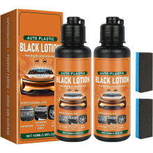 (2pcs, -) 2025 Kunststoff Schwarz Lotion, 2 Stück, Restaurierung, Auto, Innenraum, Exterieur, Verblasst, Kunststoff, Gummi, Pflege, Glanz