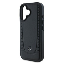 Usnjen ovitek za iPhone 16 Plus Mercedes-Benz Urban, vrhunsko črne barve
