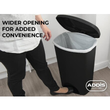 Addis Plastic Family Kitchen Utility Bin 50 Litre New Black with Silver Ped