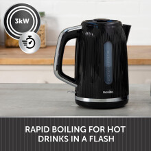 Breville Bold Black Electric Kettle 17L 3kW Fast Boil Black Silver Chro