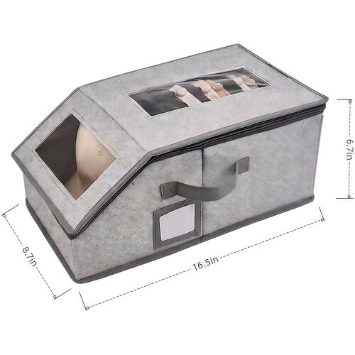 (Light gray, B) Stackable Baseball Cap Storage Box, Dust Proof Hat Organizer 1
