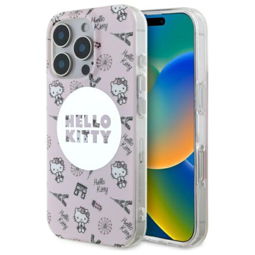 Hello Kitty Custodia per iPhone 16 Pro Hello Kitty IML All Over Paris MagSafe