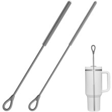 (Gray, -) 2025 Extra Long Silicone Straw Cleaner, Reusable Brush Tool Blue