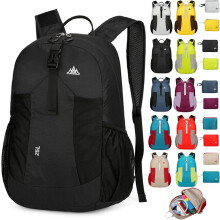 (Black, -) 25L Foldable Waterproof Backpack, Lightweight Travel Daypack