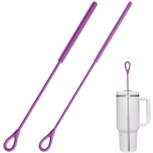 (Purple, -) 2025 Extra Long Silicone Straw Cleaner, Reusable Brush Tool Blue