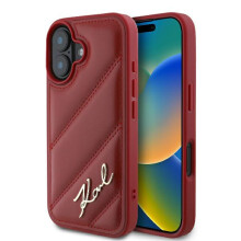 Prešit ovitek Karl Lagerfeld Signature rdeče barve za iPhone 16