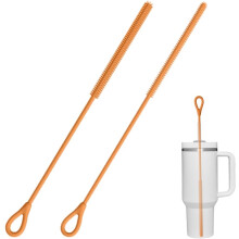 (Orange, -) 2025 Extra Long Silicone Straw Cleaner, Reusable Brush Tool Blue