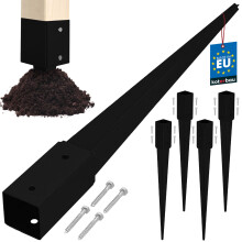KOTARBAU Base in acciaio per pali di supporto, ancoraggio a terra per pergole e gazebo, 61 x 61 x 750 mm, nera, set da 4 pezzi