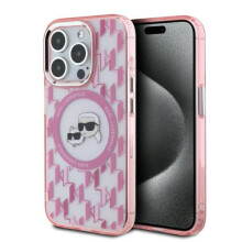 Ovitek Karl Lagerfeld MagSafe za iPhone 15 Pro roza