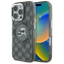 Ovitek Karl Lagerfeld Monogram MagSafe za iPhone 16 Pro črne barve