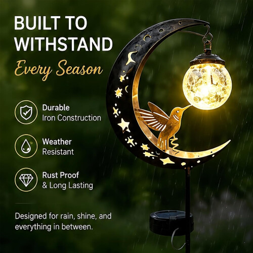 (3*PC, -) Hummingbird Moon Solar Garden Stake Light, Waterproof LED Pathway 2