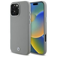 Coque rigide BMW en métal gris MagSafe pour iPhone 16 Pro Max
